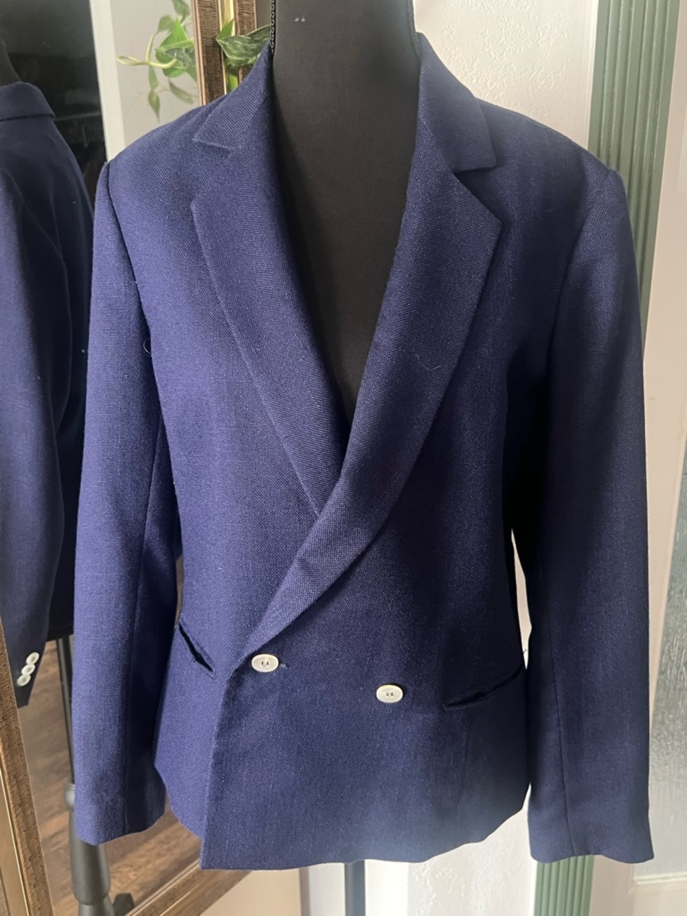 Tailored Double-Breasted Navy Women's Blazer